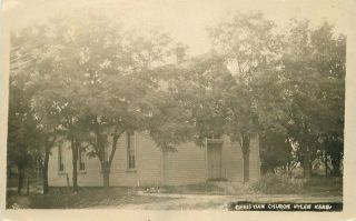 Christian Church 1911 Milan Kansas Sumner County Rppc Real Photo Postcard 2255
