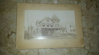 Vtg Photo C.  1900 Large Victorian London Connecticut House Street View Signed
