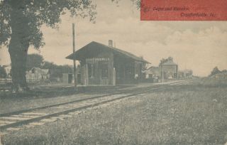 Crawfordsville Ia – Railroad Depot And Elevator - 1912