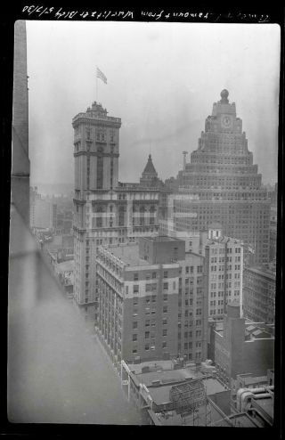 1930 Times Paramount Building Manhattan Nyc York City Old Photo Negative 85p