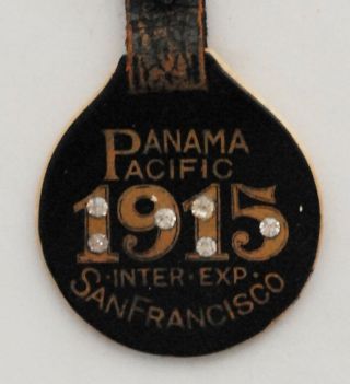1915 Panama Pacific Exposition (ppie) Bakelite Watch Fob With Rhinestones