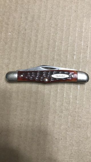 1965 - 69 Case Xx Usa 6208 Half Whittler Knife 3 1/4 " Red Bone Handles