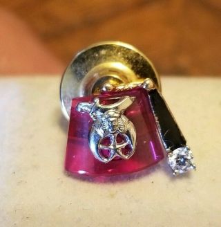 Vtg Antique 14k Gold Ruby & Diamond Shriner 