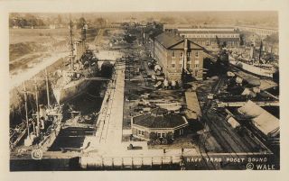 1900s Rppc Us Navy Aerial View Of Puget Sound Navy Yard Washington Wa