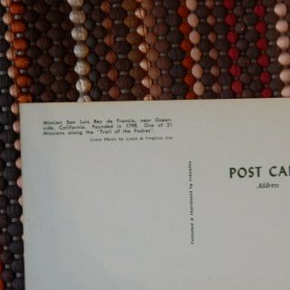 Vintage Postcard Mission San Luis Rey de Francia,  Oceanside,  California 4