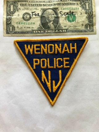 Rare Wenonah Jersey Police Patch Un - Sewn In Great Shape