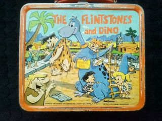 Vintage First Year 1962 The Flintstones Dino Metal Lunchbox