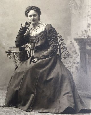 1900’s Pretty Young Lady School Girl Cabinet Card Photo Grand Forks North Dakota