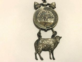 B.  P.  O.  E.  ELKS 1913 BOISE IDAHO GOLD PAN PICK SHOVEL SHEEP PIN BACK TOKEN badge 3