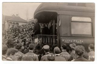 Rppc " Fighting Bob " Evans,  On Train Before Public Pullman,  Washington,  1900s - 10
