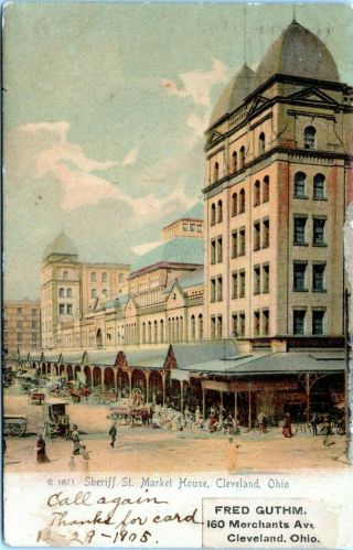 Cleveland Ohio Sheriff Street View Market House Rotograph 1905 Postcard