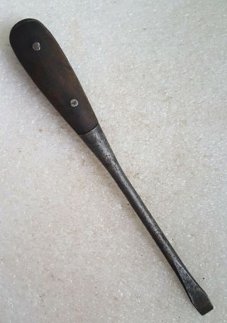 Antique Vintage Wooden Wood Perfect Handle Style Screwdriver 11 " Tool