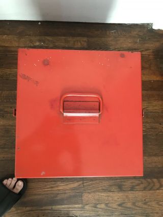 Vintage Metal Tool Chest Steel Storage Box Cube - 12.  5 x 12.  5 x 15 2