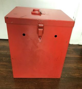 Vintage Metal Tool Chest Steel Storage Box Cube - 12.  5 x 12.  5 x 15 3