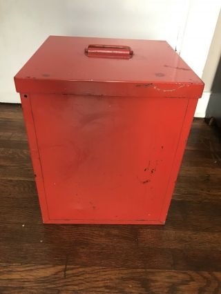 Vintage Metal Tool Chest Steel Storage Box Cube - 12.  5 x 12.  5 x 15 4