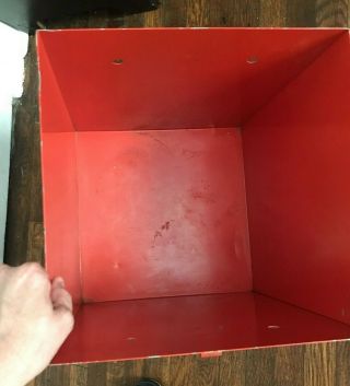Vintage Metal Tool Chest Steel Storage Box Cube - 12.  5 x 12.  5 x 15 5