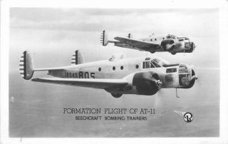 Beechcraft Formation Flight Grogan 1940s Ww2 Military Aviation Rppc 9623