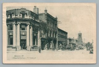 Queen Street Charlottetown Prince Edward Island Pei Rare Antique 1924