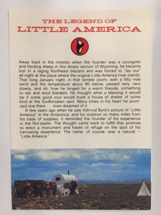 The Legend Of Little America Wyoming Wagon Horse Trail Teepee 4x6 Postcard A28