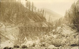 Rppc Railroad Bridge Location Unknown 1904 - 1920s Vintage Photo Postcard