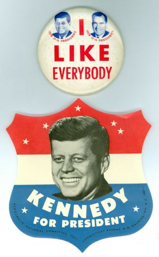 Vintage 1960 President John F.  Kennedy Campaign Pinback Button 1 Window Sticker