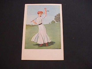 Lady Golfer,  F.  Earl Christy Postcard