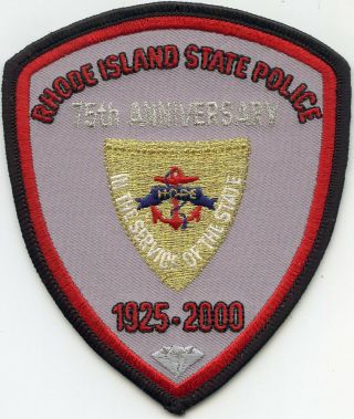 Old Rhode Island Ri State Police 75th Anniversary Gray Background Police Patch