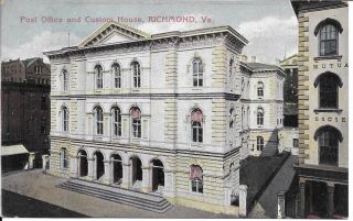 Post Office And Custom House,  Richmond Virginia Va Vintage Postcard 1909