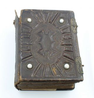 Antique Leather Bound Tin Type And Carte De Visite Photo Album No Res 6250