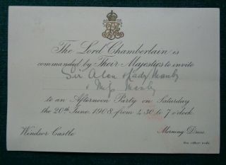 Antique Royal Invitation Party Hosted King Edward Vii 1908 Special Trains Manby