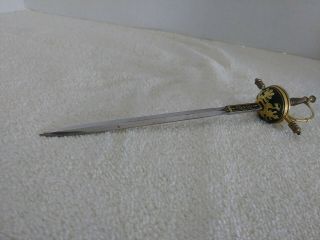 Vintage Toledo Brass Sword Letter Opener 8 1/2 " Long