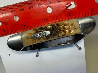 Case Amber Bone 62131 Cv Canoe Knife With Canoe Etched On The Large Blade - 2012