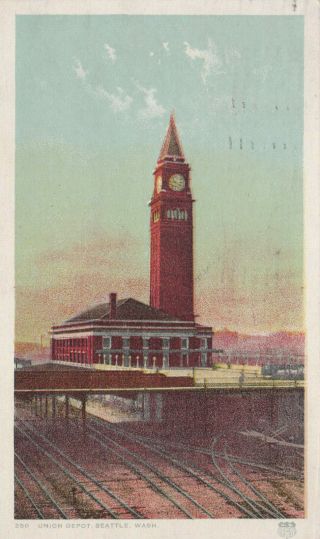 Union Railway Depot Seattle Washington Postcard 1907