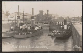 1920 Avonmouth Tugs At Royal Edward Dock Bristol Real Photo Postcard Hepworth