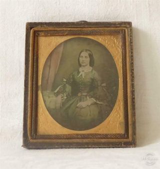 Antique Victorian Mid 19th Century Daguerreotype Of A Lady