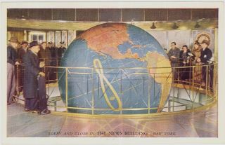 1951 Lobby And Globe In The News Building York City Ny Postcard