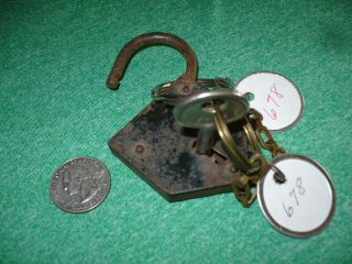 Old Vintage Padlock With Pv16 Barrel Key