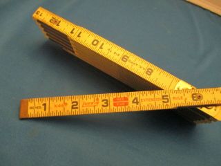 Lufkin Folding Carpenter Ruler Tape Measure Vintage Wood Brass 72 Inch/ 6 Ft