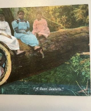 Black Memorbilia Racist Post Card Not Posted A Coon Sextette Final Time 3