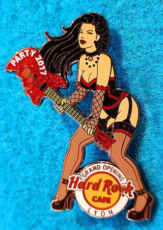Lyon Grand Opening Sexy Lingerie Party Girl Smashing A Guitar Hard Rock Cafe Pin