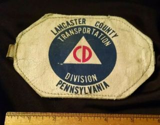 Antique Ww2 Era Cd Civil Defense Leather Armband Lancaster Co Pennsylvania Pa