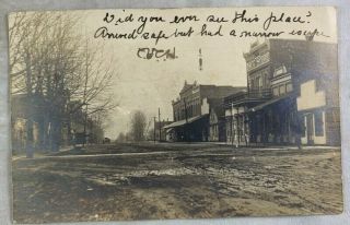1906 Rppc Real Photo Postcard Paris Illinois Street Scene Drug Store,