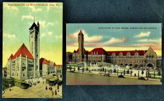 2 Antique St.  Louis Union Station Postcards Market Street Buxton & Skinner