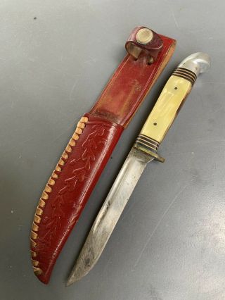 Vintage WESTERN Boulder Co.  USA 248 Knife w/ Leather Sheath estate item as found 2
