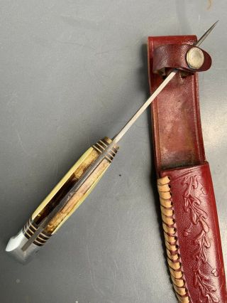 Vintage WESTERN Boulder Co.  USA 248 Knife w/ Leather Sheath estate item as found 4
