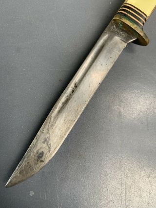 Vintage WESTERN Boulder Co.  USA 248 Knife w/ Leather Sheath estate item as found 6