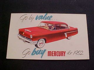 Buy Mercury For 1952 Auto Advertising Postcard