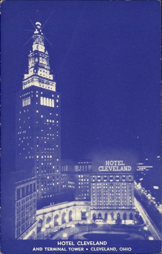 Hotel Cleveland Terminal Tower Ohio Oh Blue Tones Night Scene
