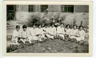 1930s China Chinese Mission School Girls And Garden Photo - Likely Near Peking