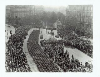 1918 Vintage Photo Ww1 Us Army Infantry Soldiers At July 4 Parade In Paris